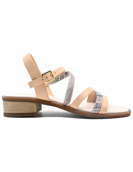 Navarra woman sandal leather planetarium beige watercolor