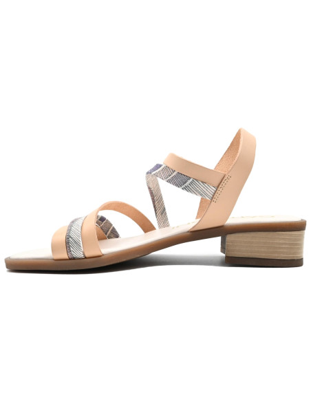 Navarra woman sandal leather planetarium beige watercolor