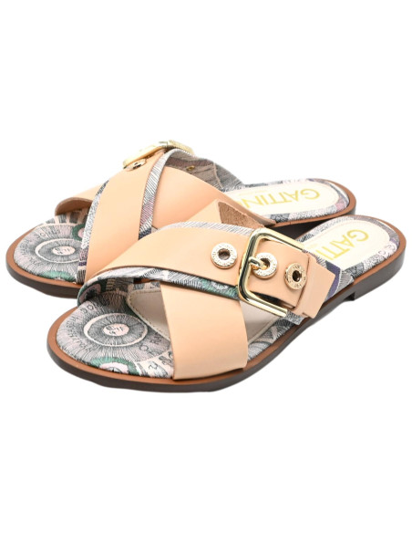 Arica woman flat sandal leather planetarium beige watercolor