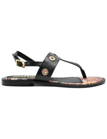 Arica woman flat sandal leather planetarium black classic