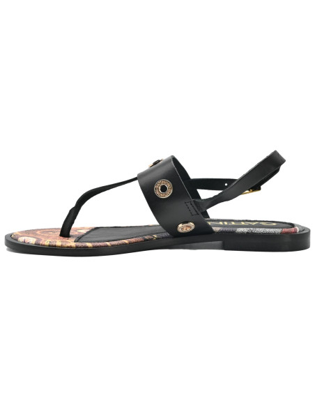 Arica woman flat sandal leather planetarium black classic