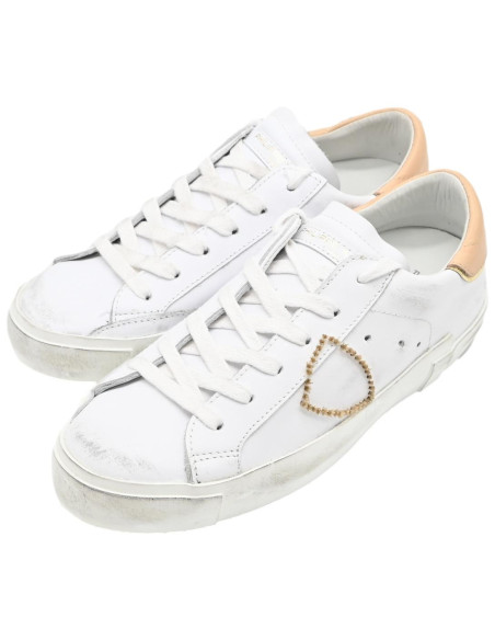 Prld VB21 paris low wom veau broderie blanc beige