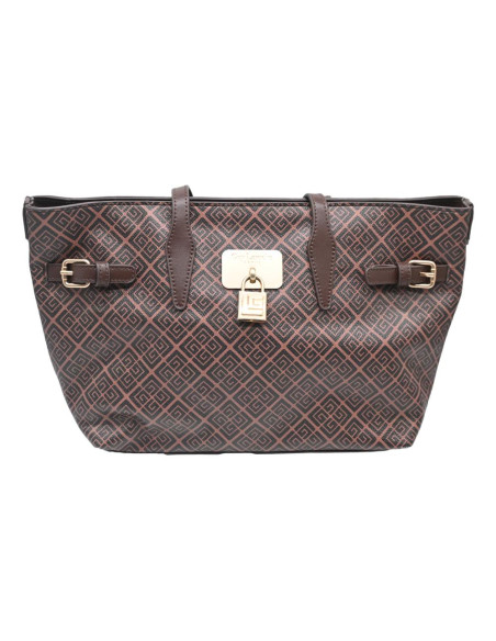 Sylvie  monog. calf leather coffee/t.moro 26605